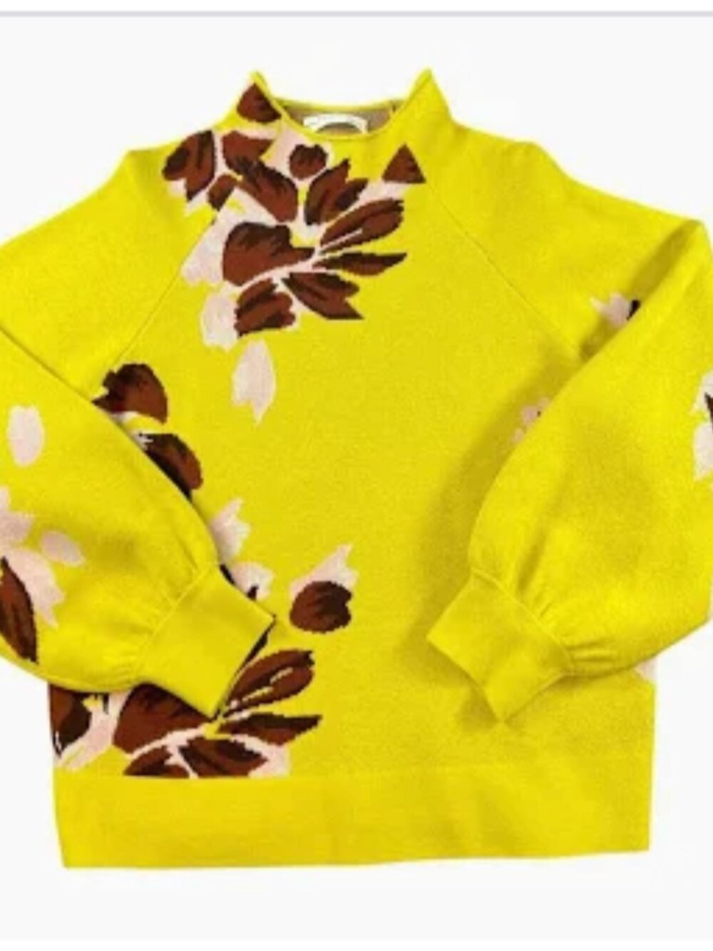 Anthropologie Yellow Floral Knit Sweater Size S